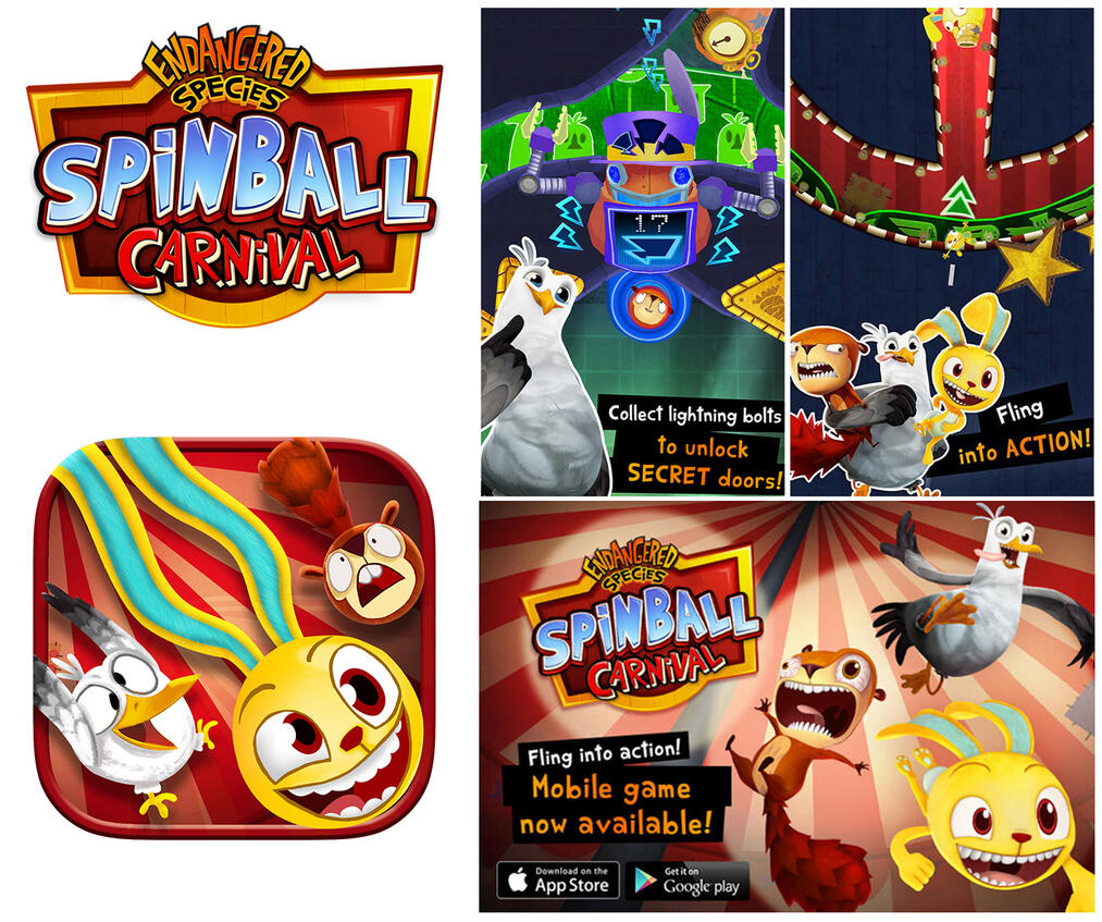 Spinball Carnival: Logo design, Icon, Marketing image, UI contribution, paintover, UA images